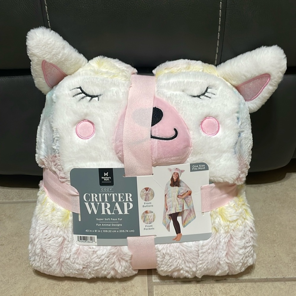 Rainbow llama wearable blanket